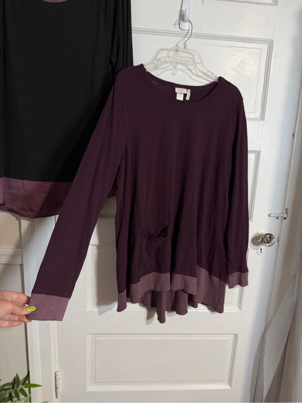 LOGO Lori Goldstein Long Sleeve Tunic Top Bundle Plum Purple & Gray Flowy XL - Picture 4 of 17